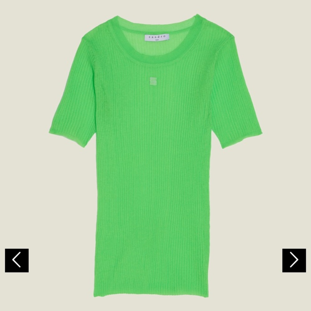 ribbed knit short sleeve slightly sheer Never worn - Picture 2 of 6